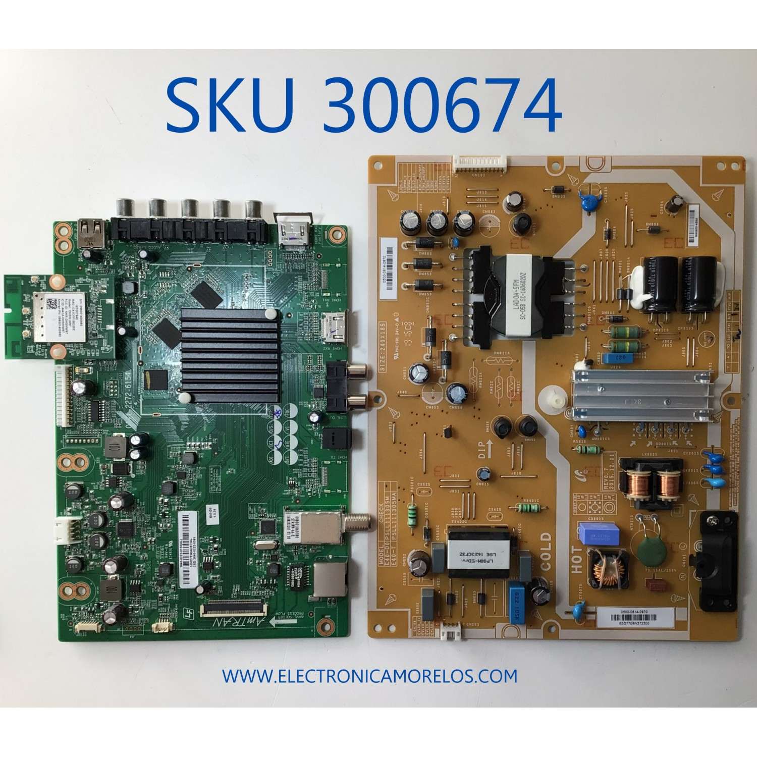 KIT DE TARJETAS PARA TV VIZIO / NUMERO DE PARTE MAIN 3640-0222-0150 / 0171-2272-6154 / 3640-0222-395 / NUMERO DE PARTE FUENTE 0500-0614-0150 / PSLL111305M / PANEL LSC400HN02-801 / MODELO E40-D0 LAUSTXCS